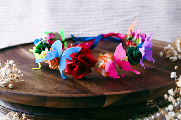 Rainbow Flower Crown Glow In the Dark Butterfly LGBTQ Hair Accessory Be Authentically You Headband Bright The Pearled Rose