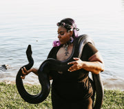 Handcrafted Snake Rose Headband Serpent Costume Medusa Black Purple Headband Floral Goddess Crown Halloween The Pearled Rose