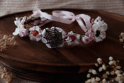 Pastel Goth Pink Halloween Flower Crown Spider Web Hair Accessory Fairy Headband festival Style Wildflower Rose Blossom Peony